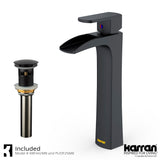 Karran Kassel 1.2 GPM Single Lever Handle Lead-free Brass ADA Bathroom Faucet, Vessel, Matte Black, KBF442MB