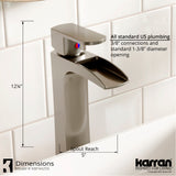 Karran Kassel 1.2 GPM Single Lever Handle Lead-free Brass ADA Bathroom Faucet, Vessel, Stainless Steel, KBF442SS