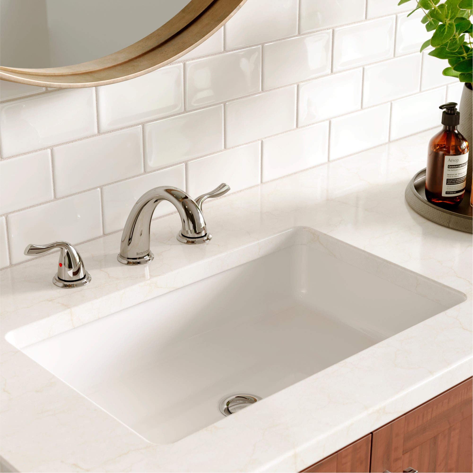 Karran Fulham 1.2 GPM Double Lever Handle Lead-free Brass ADA Bathroom Faucet, Widespread, Chrome, KBF450C