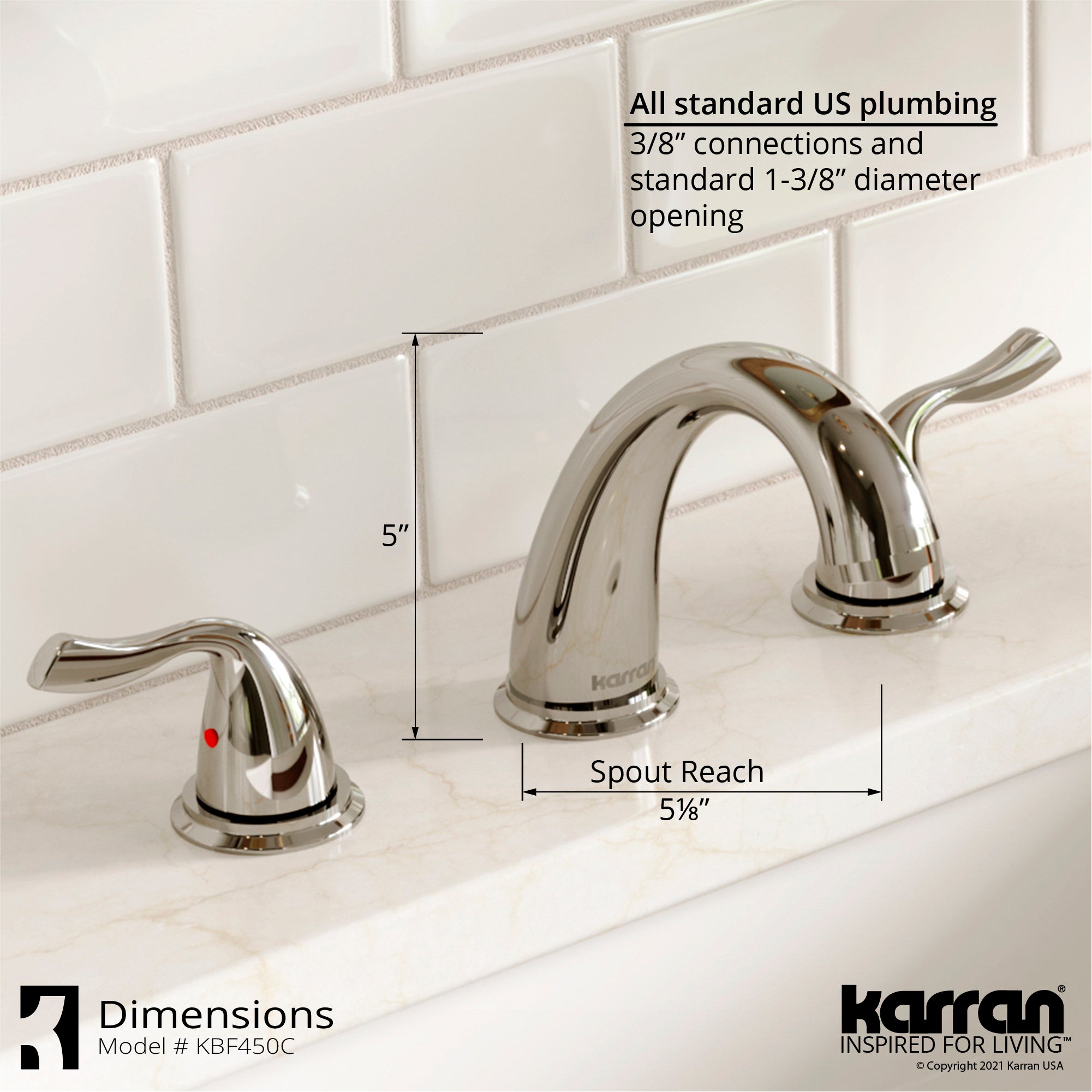 Karran Fulham 1.2 GPM Double Lever Handle Lead-free Brass ADA Bathroom Faucet, Widespread, Chrome, KBF450C
