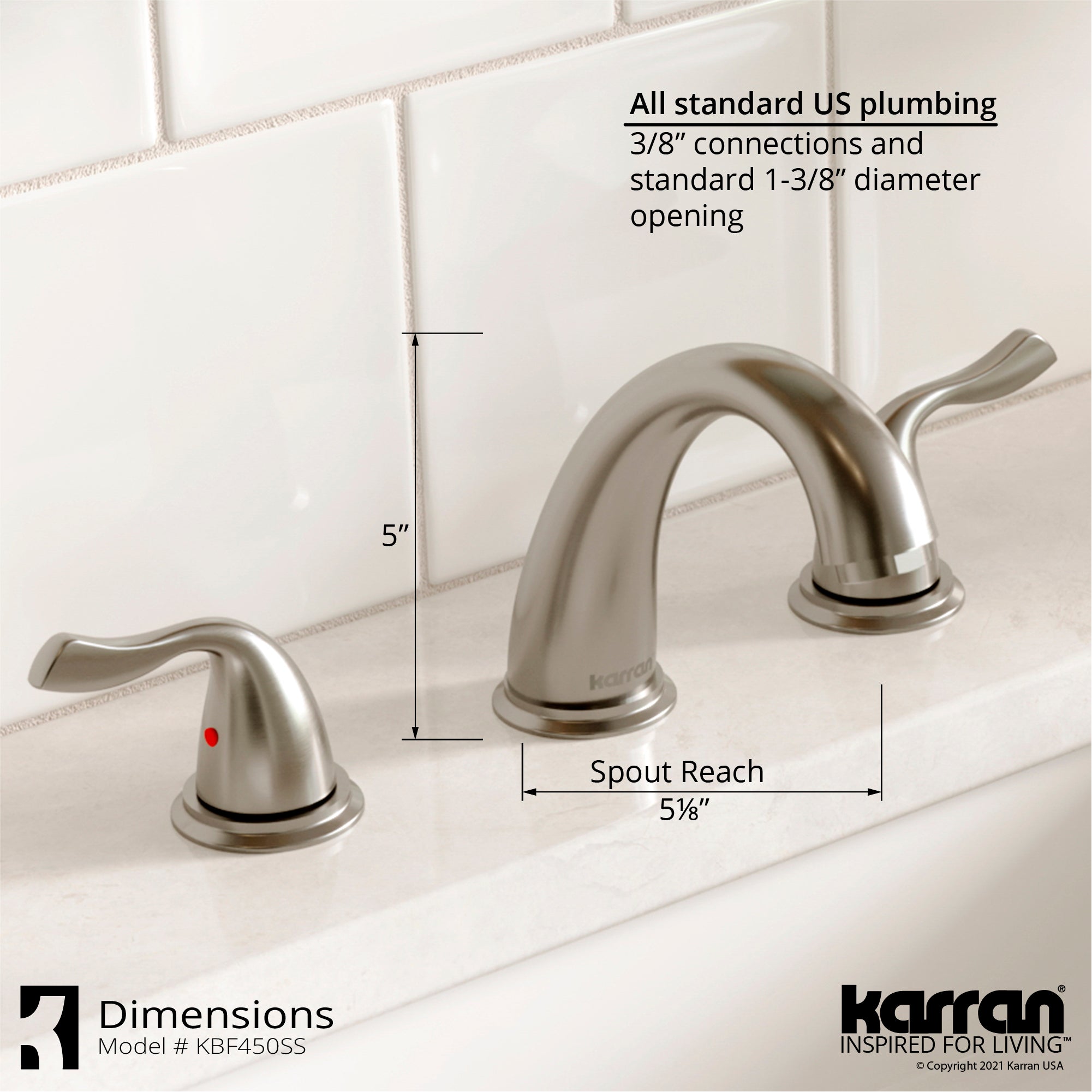 Karran Fulham 1.2 GPM Double Lever Handle Lead-free Brass ADA Bathroom Faucet, Widespread, Stainless Steel, KBF450SS