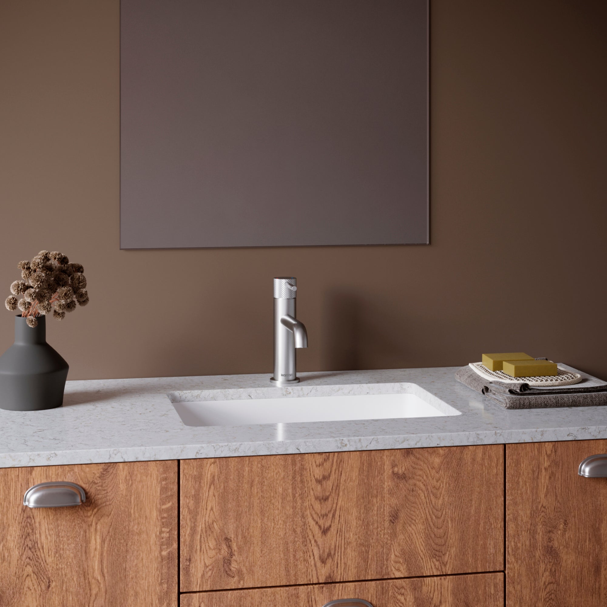Karran Tryst 1.2 GPM Single Lever Handle Lead-free Brass ADA Bathroom Faucet, Basin, Stainless Steel, KBF460SS