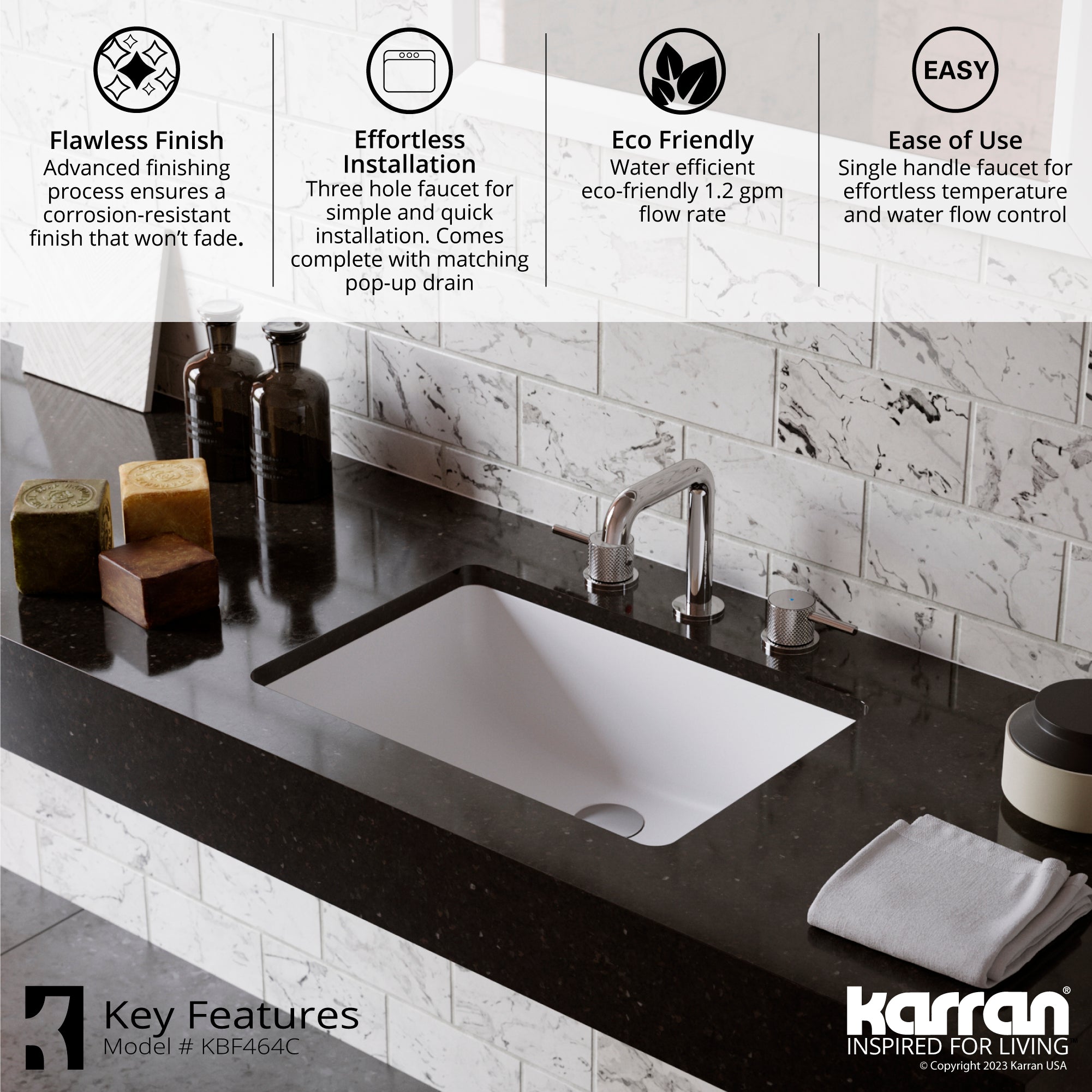 Karran Tryst 1.2 GPM Double Lever Handle Lead-free Brass ADA Bathroom Faucet, Widespread, Chrome, KBF464C