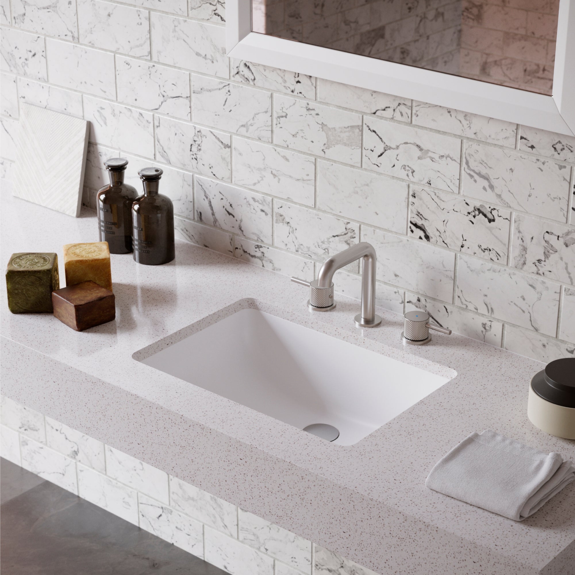 Karran Tryst 1.2 GPM Double Lever Handle Lead-free Brass ADA Bathroom Faucet, Widespread, Stainless Steel, KBF464SS