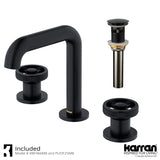 Karran Tryst 1.2 GPM Double Lever Handle Lead-free Brass Bathroom Faucet, Widespread, Matte Black, KBF466MB