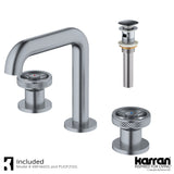 Karran Tryst 1.2 GPM Double Lever Handle Lead-free Brass Bathroom Faucet, Widespread, Stainless Steel, KBF466SS