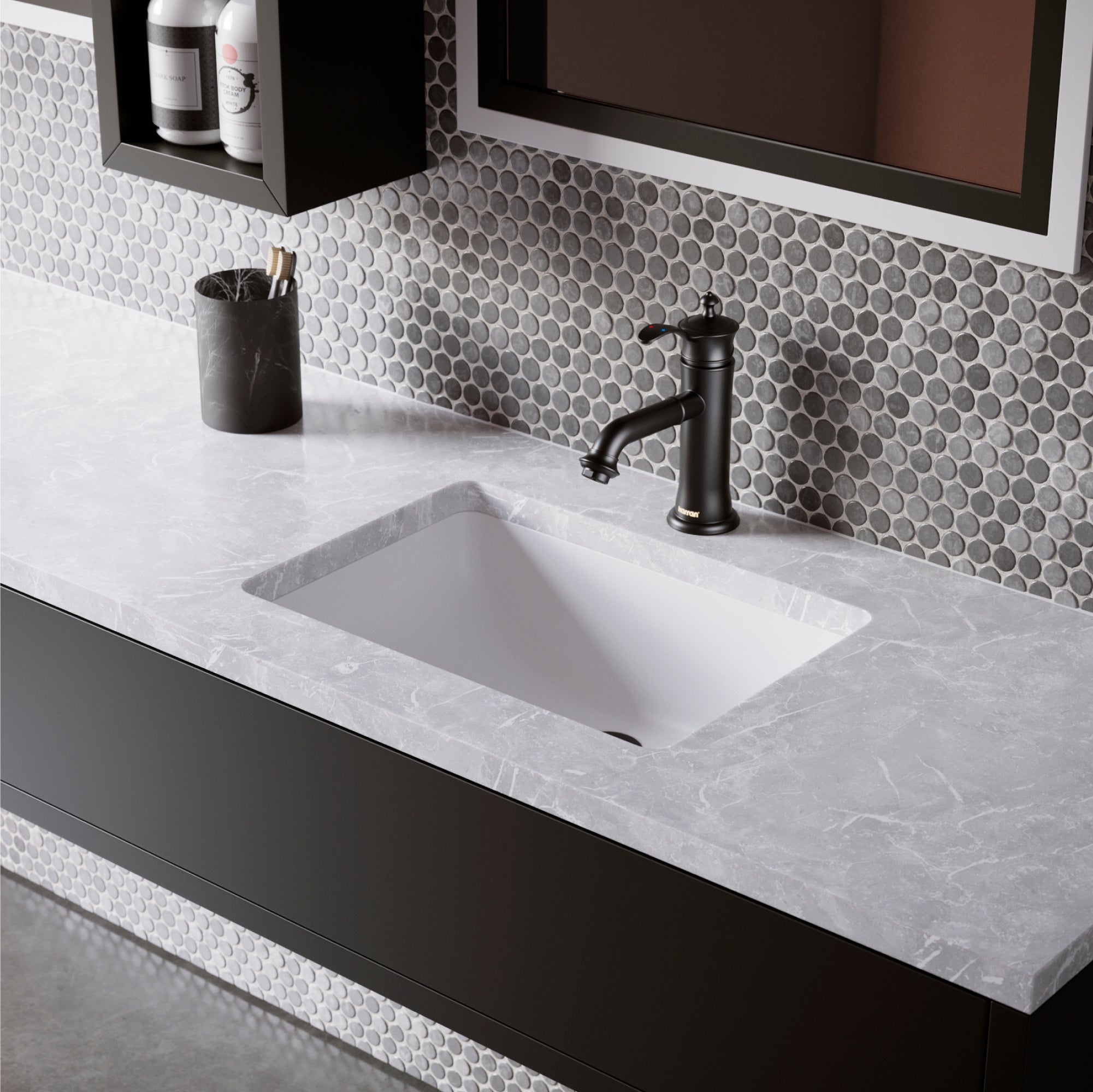 Karran Vineyard 1.2 GPM Single Lever Handle Lead-free Brass ADA Bathroom Faucet, Basin, Matte Black, KBF470MB