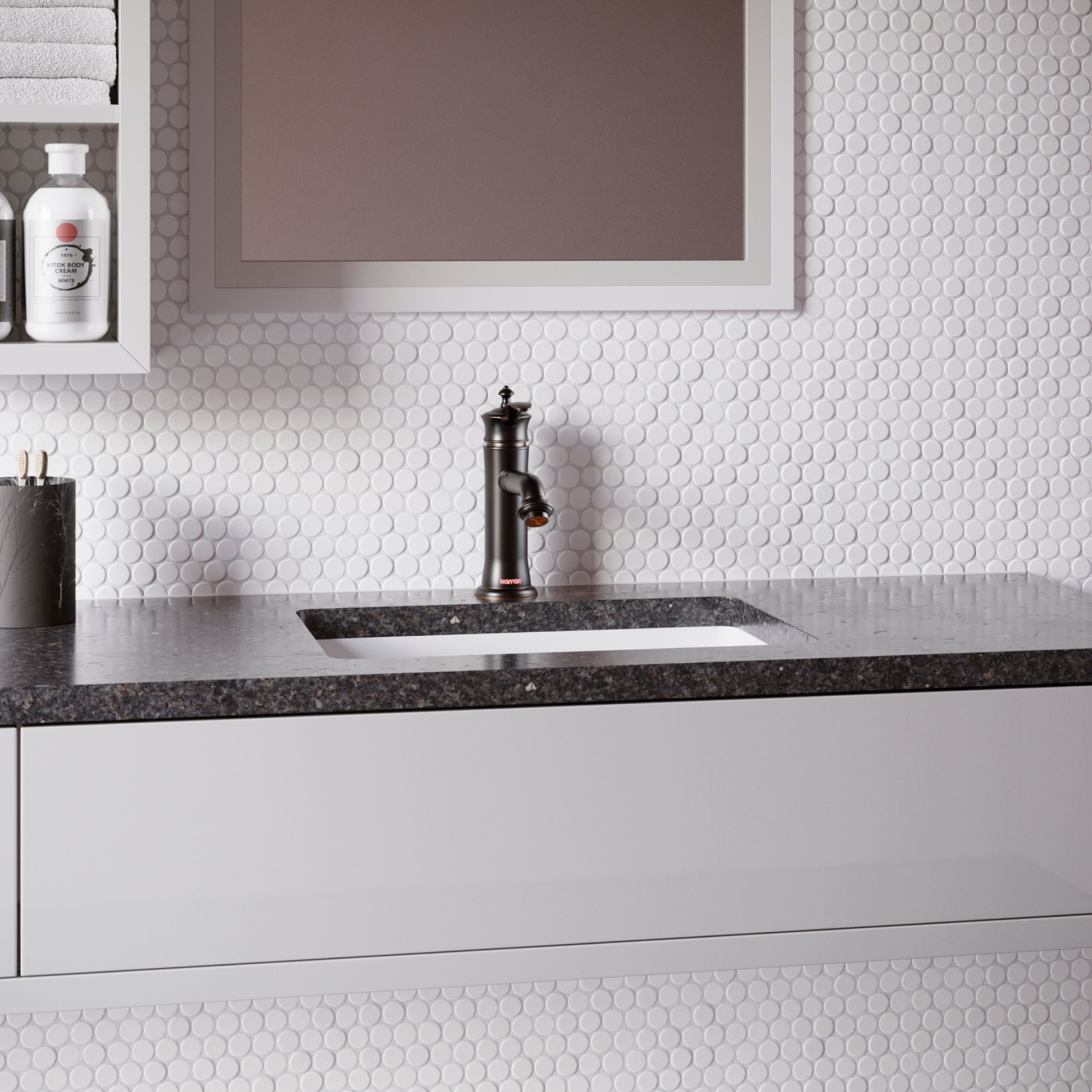 Karran Vineyard 1.2 GPM Single Lever Handle Lead-free Brass ADA Bathroom Faucet, Basin, Oil Rubbed Bronze, KBF470ORB