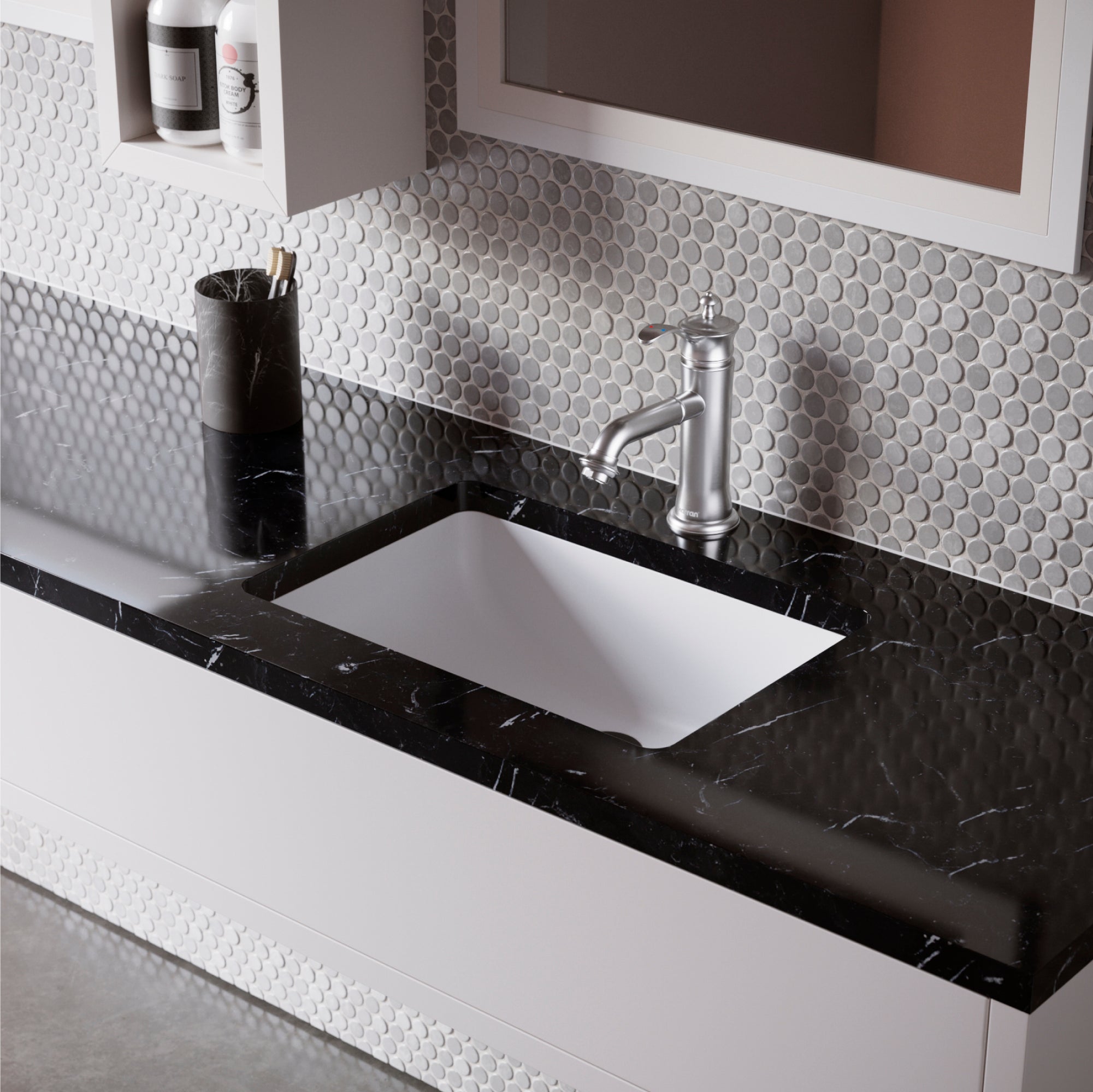 Karran Vineyard 1.2 GPM Single Lever Handle Lead-free Brass ADA Bathroom Faucet, Basin, Stainless Steel, KBF470SS