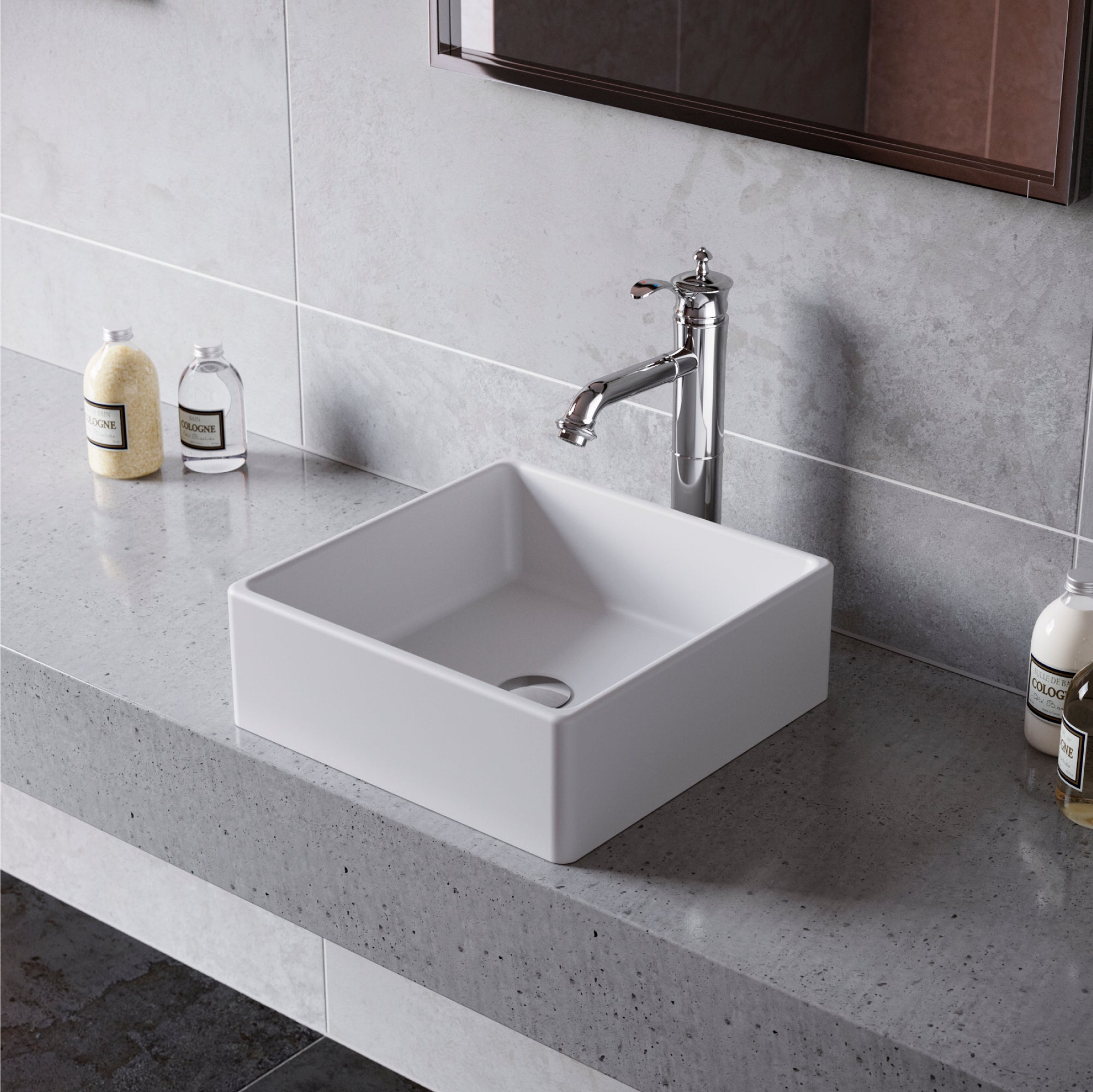 Karran Vineyard 1.2 GPM Single Lever Handle Lead-free Brass ADA Bathroom Faucet, Vessel, Chrome, KBF472C