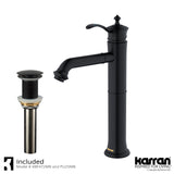 Karran Vineyard 1.2 GPM Single Lever Handle Lead-free Brass ADA Bathroom Faucet, Vessel, Matte Black, KBF472MB