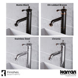 Karran Vineyard 1.2 GPM Single Lever Handle Lead-free Brass ADA Bathroom Faucet, Vessel, Matte Black, KBF472MB