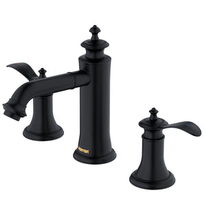 Alternate Image for Karran Vineyard 1.2 GPM Double Lever Handle Lead-free Brass ADA Bathroom Faucet, Widespread, Matte Black, KBF474MB