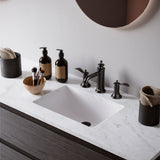 Karran Vineyard 1.2 GPM Double Lever Handle Lead-free Brass ADA Bathroom Faucet, Widespread, Matte Black, KBF474MB
