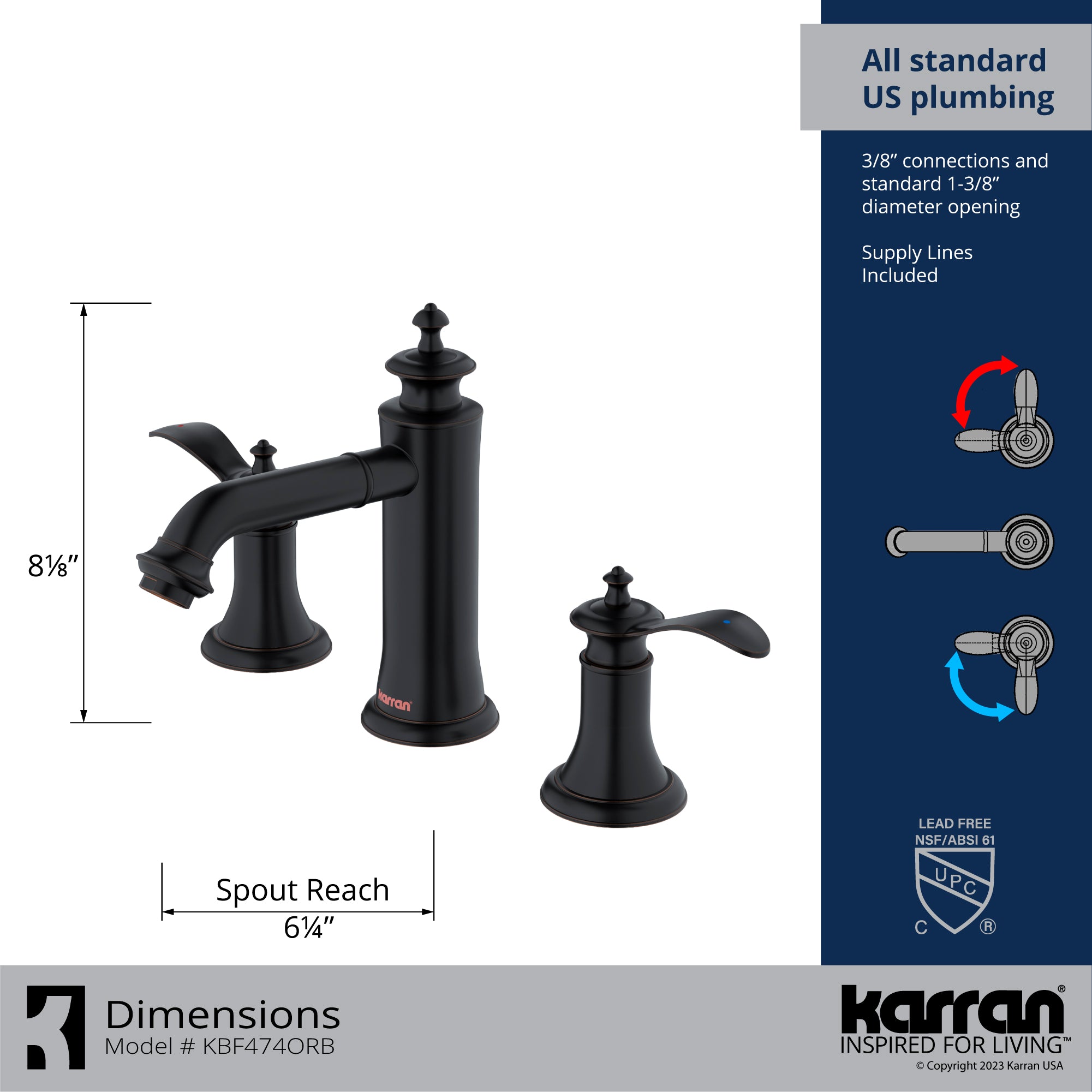 Karran Vineyard 1.2 GPM Double Lever Handle Lead-free Brass ADA Bathro