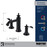 Karran Vineyard 1.2 GPM Double Lever Handle Lead-free Brass ADA Bathroom Faucet, Widespread, Oil Rubbed Bronze, KBF474ORB