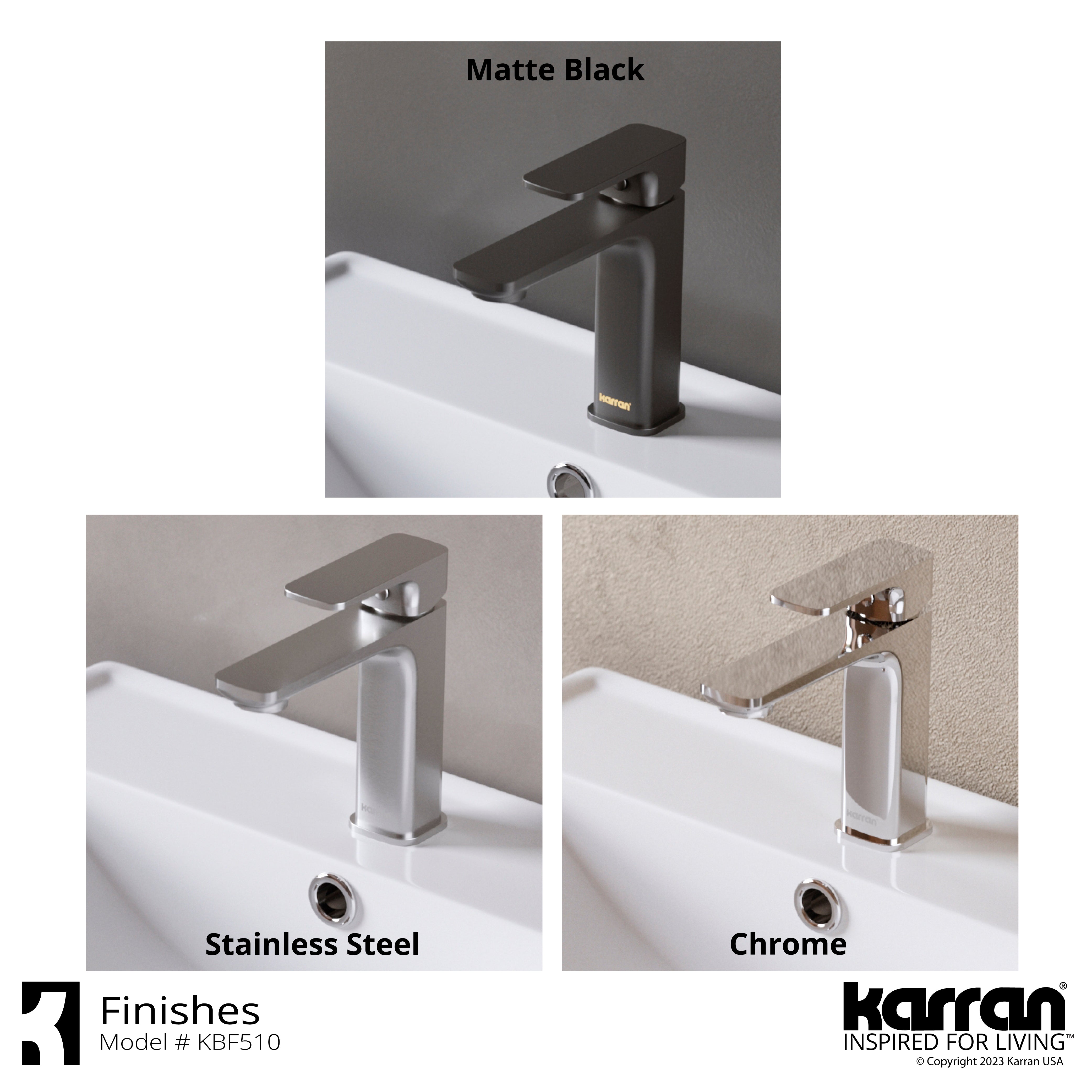 Karran Venda 1.2 GPM Single Lever Handle Lead-free Brass ADA Bathroom Faucet, Basin, Stainless Steel, KBF510SS