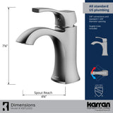 Karran Randburg 1.2 GPM Single Lever Handle Lead-free Brass ADA Bathroom Faucet, Basin, Stainless Steel, KBF520SS