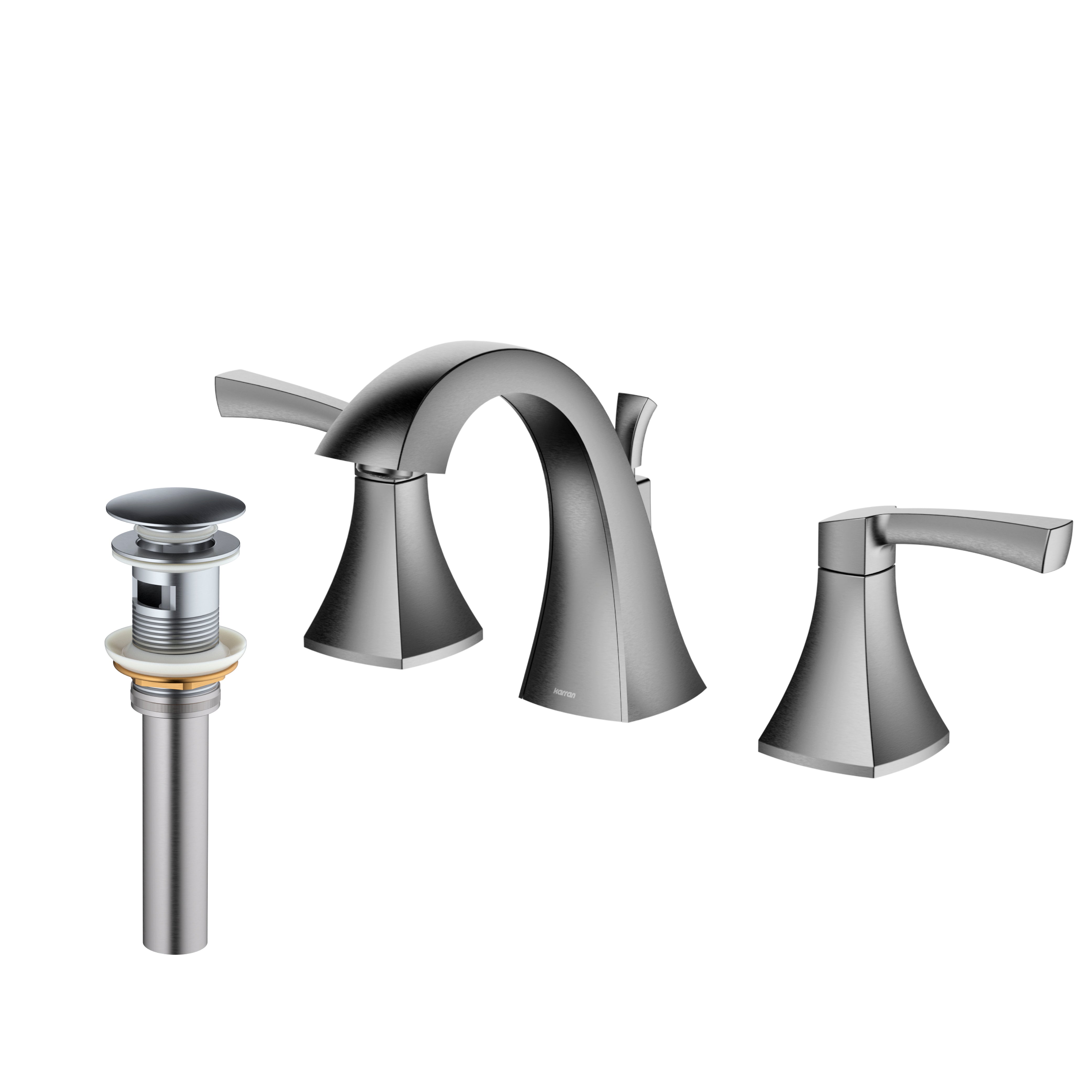 Karran Randburg 1.2 GPM Double Lever Handle Lead-free Brass ADA Bathroom Faucet, Widespread, Stainless Steel, KBF524SS