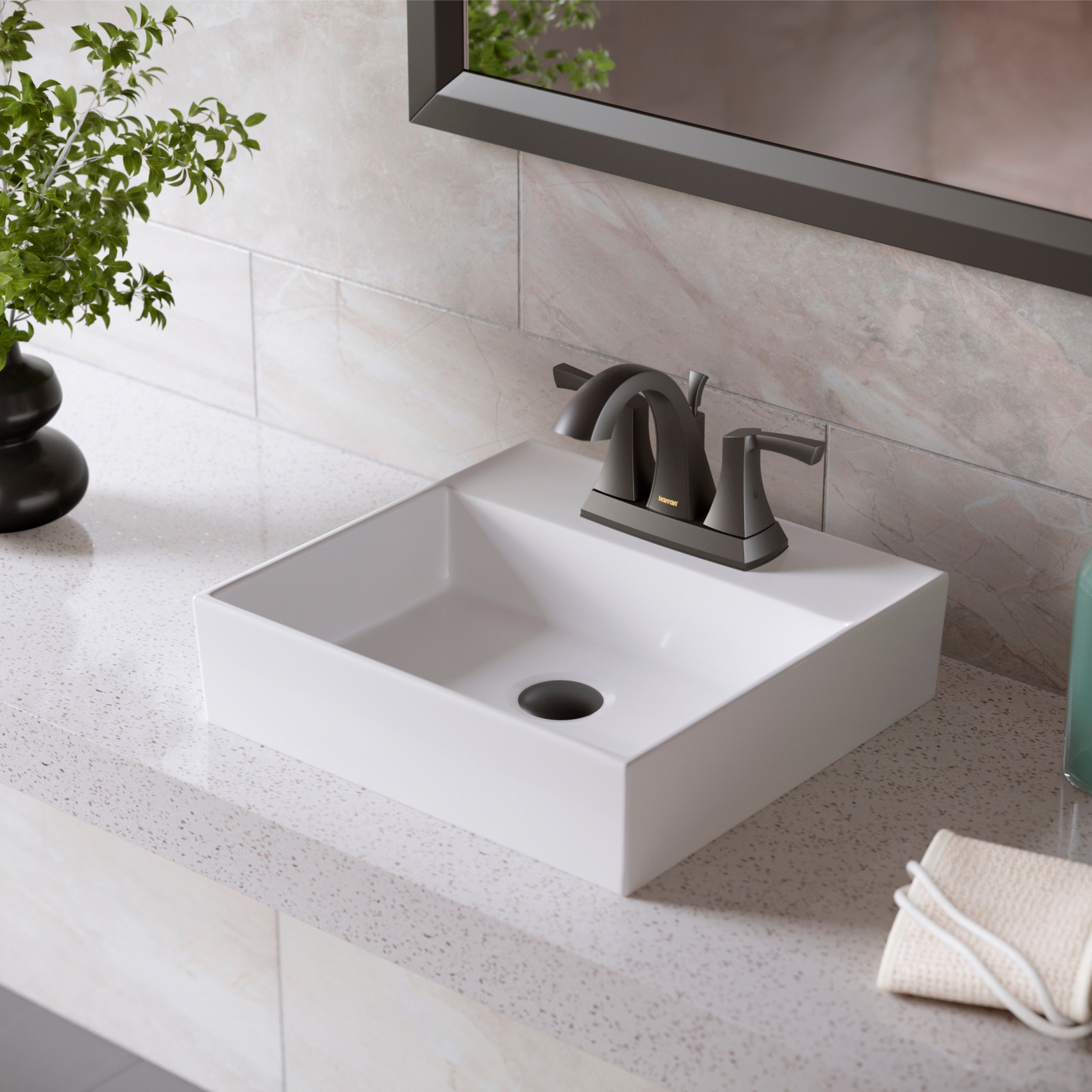 Karran Randburg 1.2 GPM Double Lever Handle Lead-free Brass ADA Bathroom Faucet, Centerset, Matte Black, KBF526MB