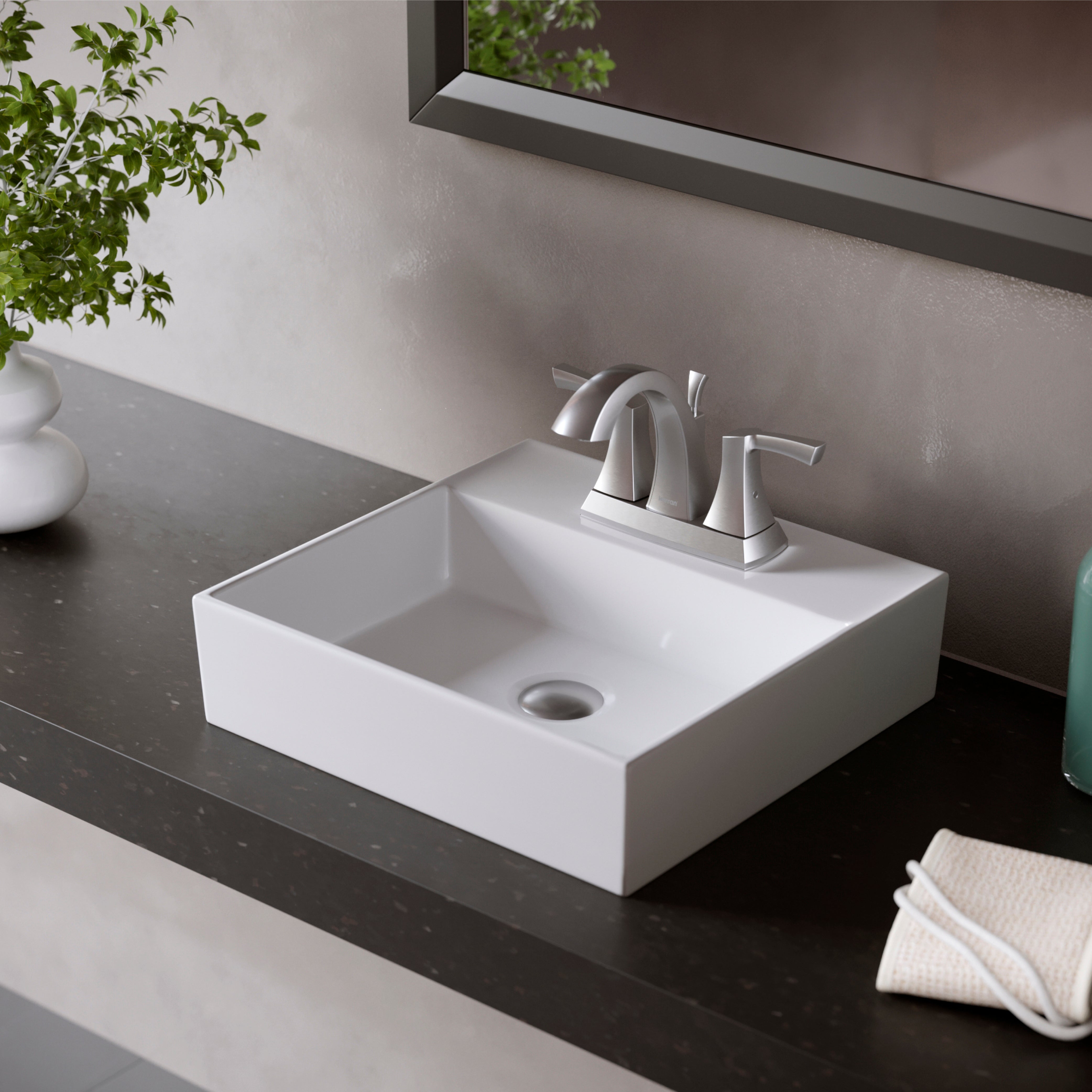 Karran Randburg 1.2 GPM Double Lever Handle Lead-free Brass ADA Bathroom Faucet, Centerset, Stainless Steel, KBF526SS