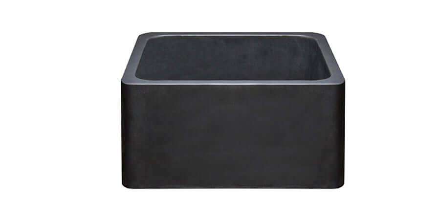 Alternate Image for 17" Stone Farmhouse Kitchen Sink, Smooth Reversible Apron Front, Black Basalt, Black, KF171710-BB