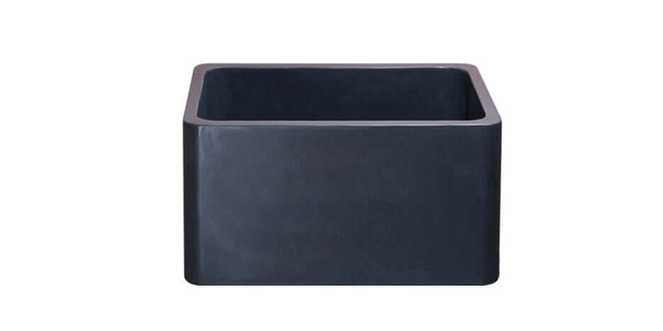 Black Lava 17" Stone Farmhouse Sink, Black, KF171710-BL