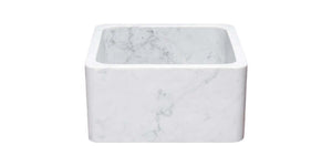 Alternate Image for 17" Stone Farmhouse Kitchen Sink, Smooth Reversible Apron Front, Carrara Marble, White, KF171710-CW