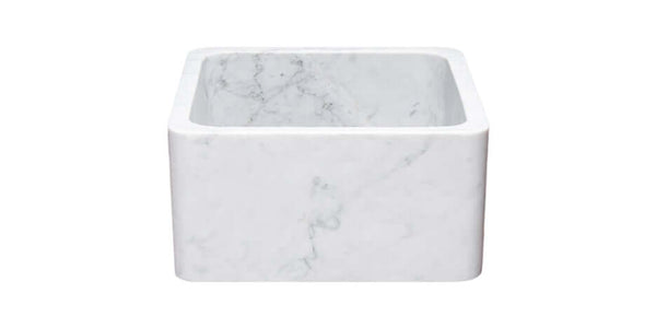 Carrara Marble 17" Stone Farmhouse Sink, White, KF171710-CW