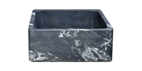 24" Black Glacier Quartz Stone Farmhouse Kitchen Sink, Reversible, KF242010-BGQ