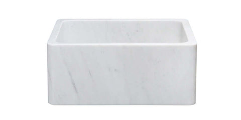 Carrara Marble 24" Stone Farmhouse Sink, White, KF242010-CW