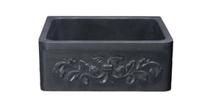 Alternate Image for 24" Stone Farmhouse Sink, Design Apron Front, Black Lava, Black, KF242010-F2-BL
