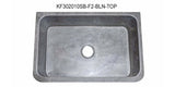 30" Smoke Brown Limestone Farmhouse Kitchen Sink, Floral Carving Front, Single Bowl, KF302010SB-F2-BLN