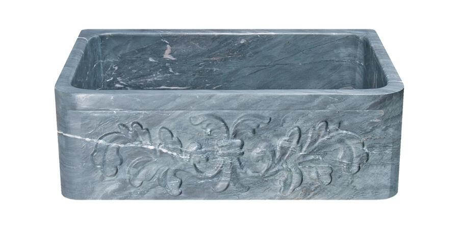 30" Soapstone Farmhouse Sink, Design Apron Front, Charcoal Marquina, KF302010SB-F2-CMS