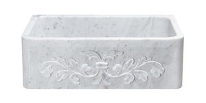 Alternate Image for 30" Stone Farmhouse Kitchen Sink, Design Apron Front, Carrara Marble, White, KF302010SB-F2-CW