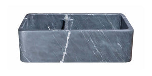 Alternate Image for 33" Charcoal Marquina Soapstone Farmhouse Kitchen Sink, 60/40 Double Bowl, Reversible, KF332010DB-NLP-6040-CMS