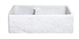 33" Carrara White Marble Farmhouse Kitchen Sink, 60/40 Double Bowl, Reversible, KF332010DB-NLP-6040-CW