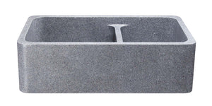 Alternate Image for 33" Stone 60/40 Double Bowl Farmhouse Kitchen Sink, Smooth Reversible Apron Front, Mercury Granite, Gray, KF332010DB-NLP-6040-M