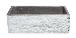 Alternate Image for 33" Smoke Brown Limestone Farmhouse Kitchen Sink, Chiseled Front, Single Bowl, KF332010SB-BE-BLN