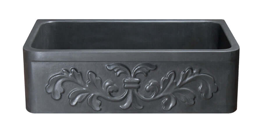 Alternate Image for 33" Stone Farmhouse Kitchen Sink, Smooth Reversible Apron Front, Black Basalt, Black, KF332010SB-F2-BB