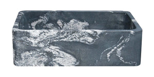 Alternate Image for 33" Black Glacier Quartz Stone Farmhouse Kitchen Sink, Single Bowl, Reversible, KF332010SB-NLP-BGQ
