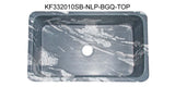 33" Black Glacier Quartz Stone Farmhouse Kitchen Sink, Single Bowl, Reversible, KF332010SB-NLP-BGQ