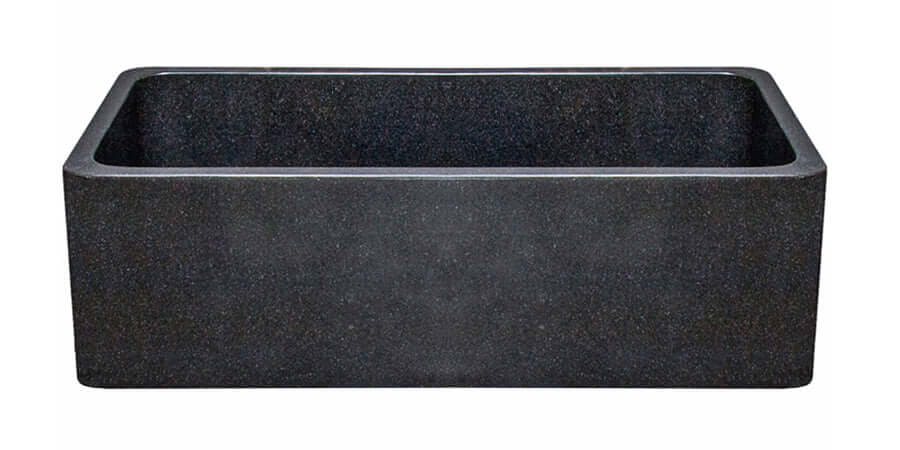 33" Black Granite Stone Farmhouse Kitchen Sink, Single Bowl, Reversible, KF332010SB-NLP-BK