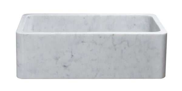 Carrara Marble 33" Stone Farmhouse Sink, White, KF332010SB-NLP-CW