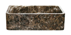 Alternate Image for 33" Stone Farmhouse Kitchen Sink, Smooth Reversible Apron Front, Emperador Dark Marble, Brown, KF332010SB-NLP-EPD