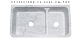Carrara Marble 36" Stone 60/40 Double Bowl Farmhouse Sink, White, KF362010DB-F2-6040-CW - The Sink Boutique