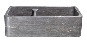 Alternate Image for 36" Smoke Brown Limestone Farmhouse Kitchen Sink, 60/40 Double Bowl, Reversible, KF362010DB-NLP-6040-BLN