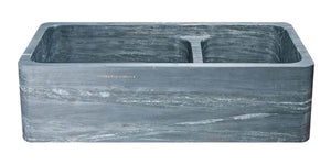 Alternate Image for 36" Soapstone Farmhouse Sink, 60/40 Double Bowl, Smooth Reversible Apron Front, Charcoal Marquina, KF362010DB-NLP-6040-CMS