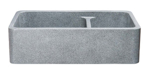 Alternate Image for 36" Stone 60/40 Double Bowl Farmhouse Kitchen Sink, Smooth Reversible Apron Front, Mercury Granite, Gray, KF362010DB-NLP-6040-M