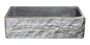 Alternate Image for 36" Smoke Brown Limestone Farmhouse Kitchen Sink, Chiseled Front, Single Bowl, KF362010SB-BE-BLN